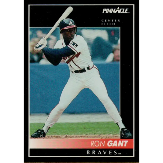 1992 Pinnacle #128 Ron Gant EX Atlanta Braves Baseball Card Image 1