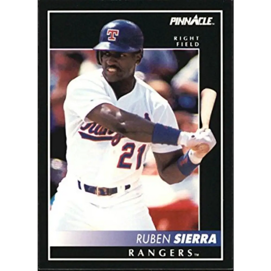 1992 Pinnacle #14 Ruben Sierra EX Texas Rangers Baseball Card Image 1