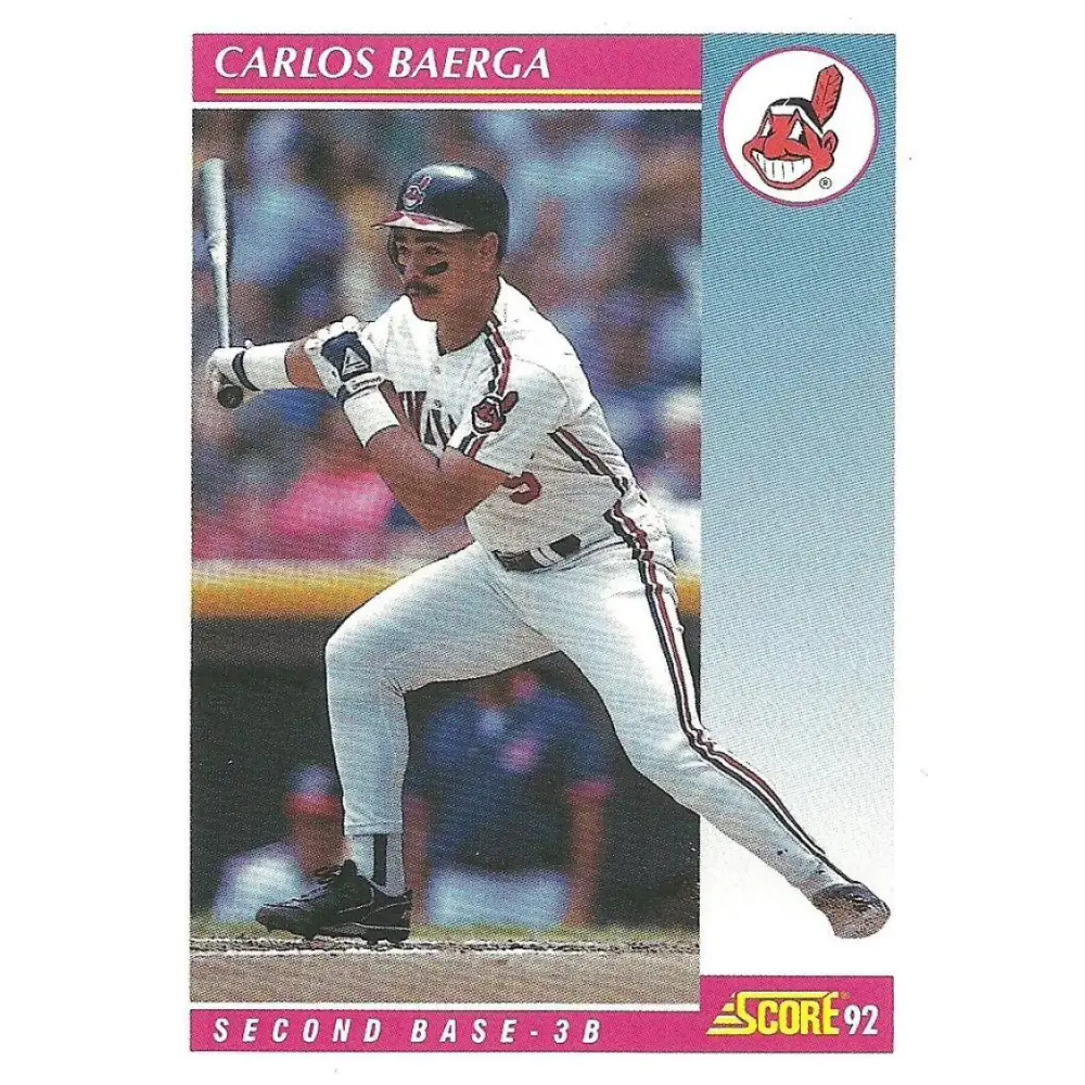 1992 Score #128 Carlos Baerga NM-MT Cleveland Indians Baseball Card Image 1