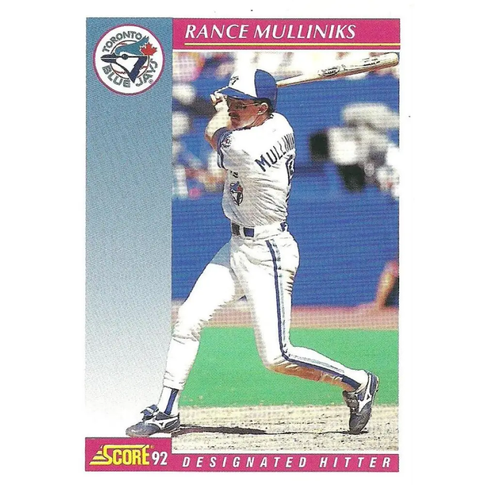 1992 Score #132 Rance Mulliniks NM-MT Toronto Blue Jays Baseball Card Image 1