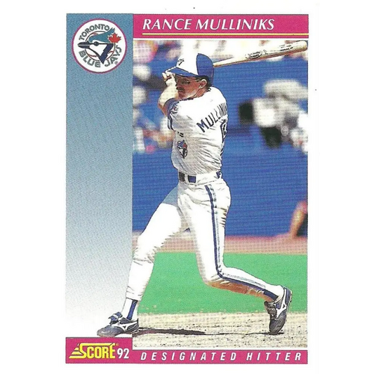 1992 Score #132 Rance Mulliniks NM-MT Toronto Blue Jays Baseball Card Image 1