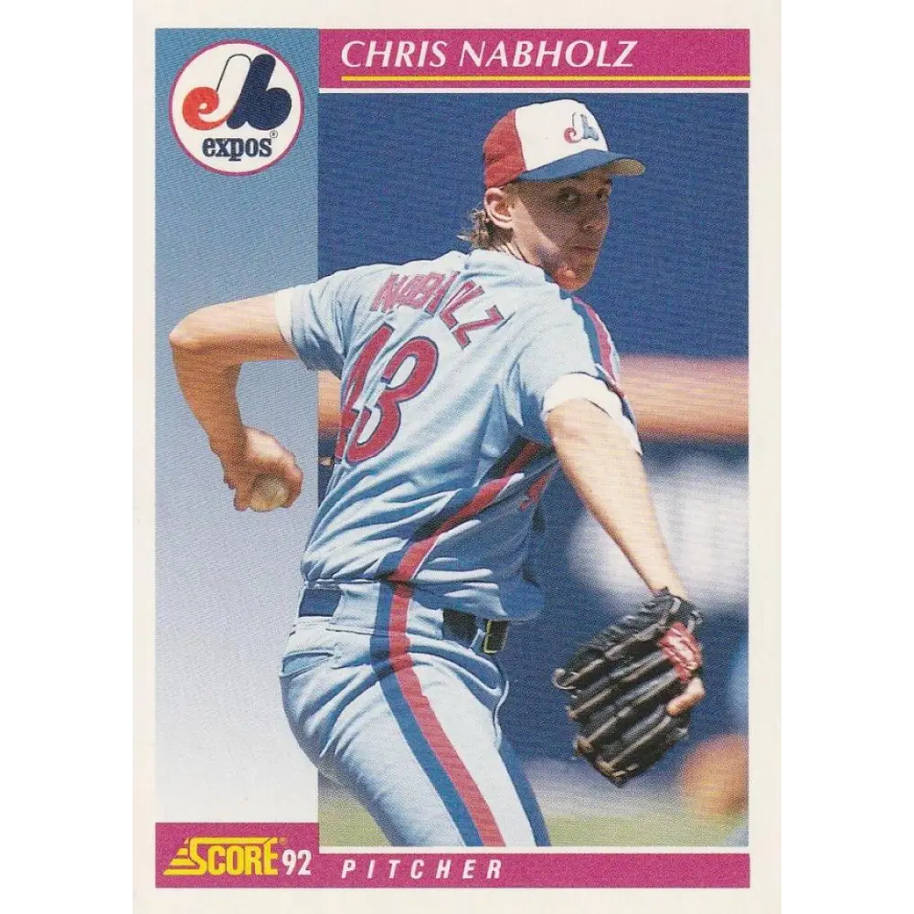 1992 Score #140 Chris Nabholz NM-MT Montreal Expos Baseball Card Image 1