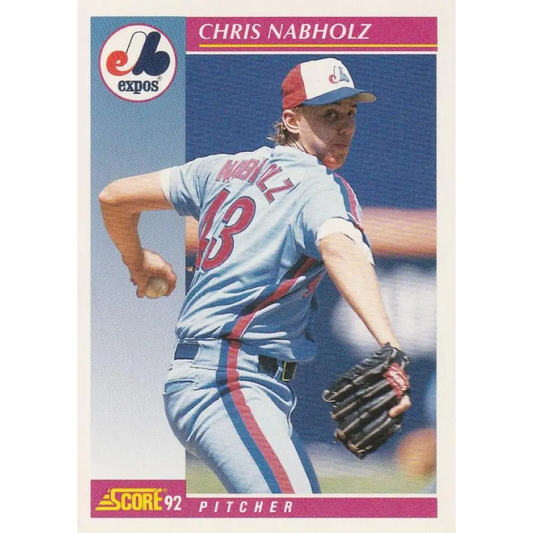 1992 Score #140 Chris Nabholz NM-MT Montreal Expos Baseball Card Image 1