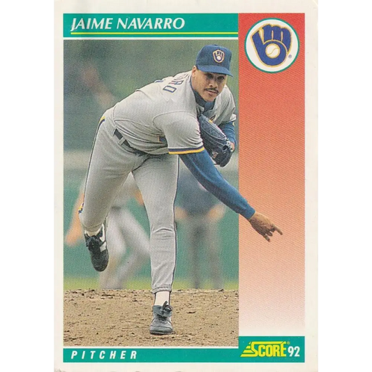 1992 Score #231 Jaime Navarro NM-MT Milwaukee Brewers Baseball Card Image 1