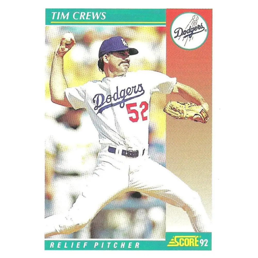 1992 Score #238 Tim Crews NM-MT Los Angeles Dodgers Baseball Card Image 1