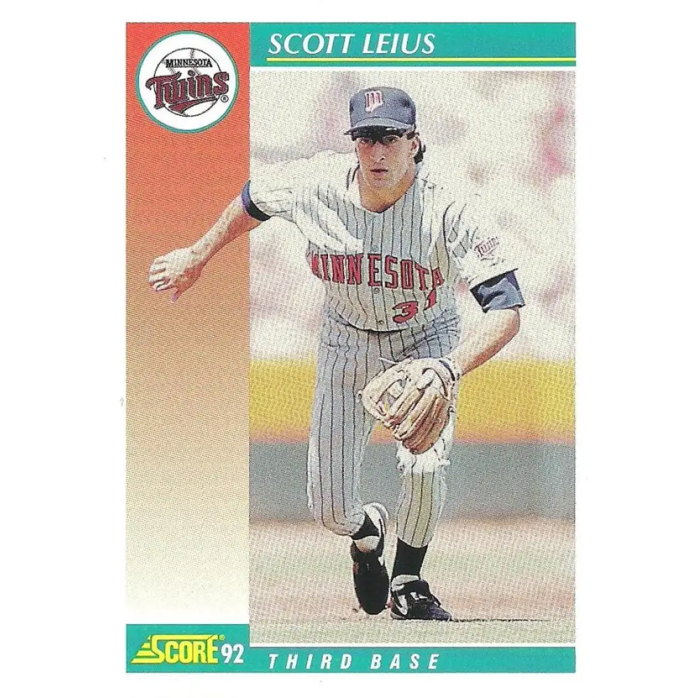 1992 Score #320 Scott Leius NM-MT Minnesota Twins Baseball Card Image 1