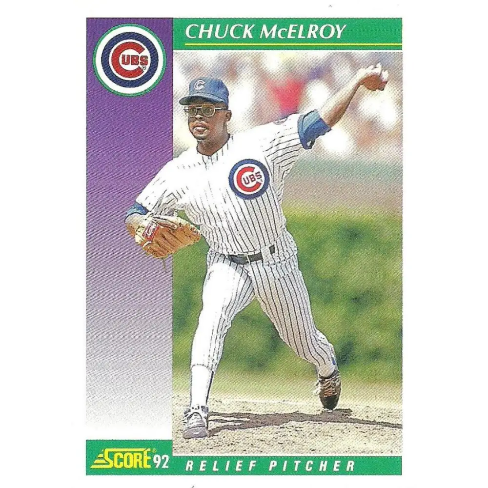 1992 Score #366 Chuck McElroy NM-MT Chicago Cubs Baseball Card Image 1