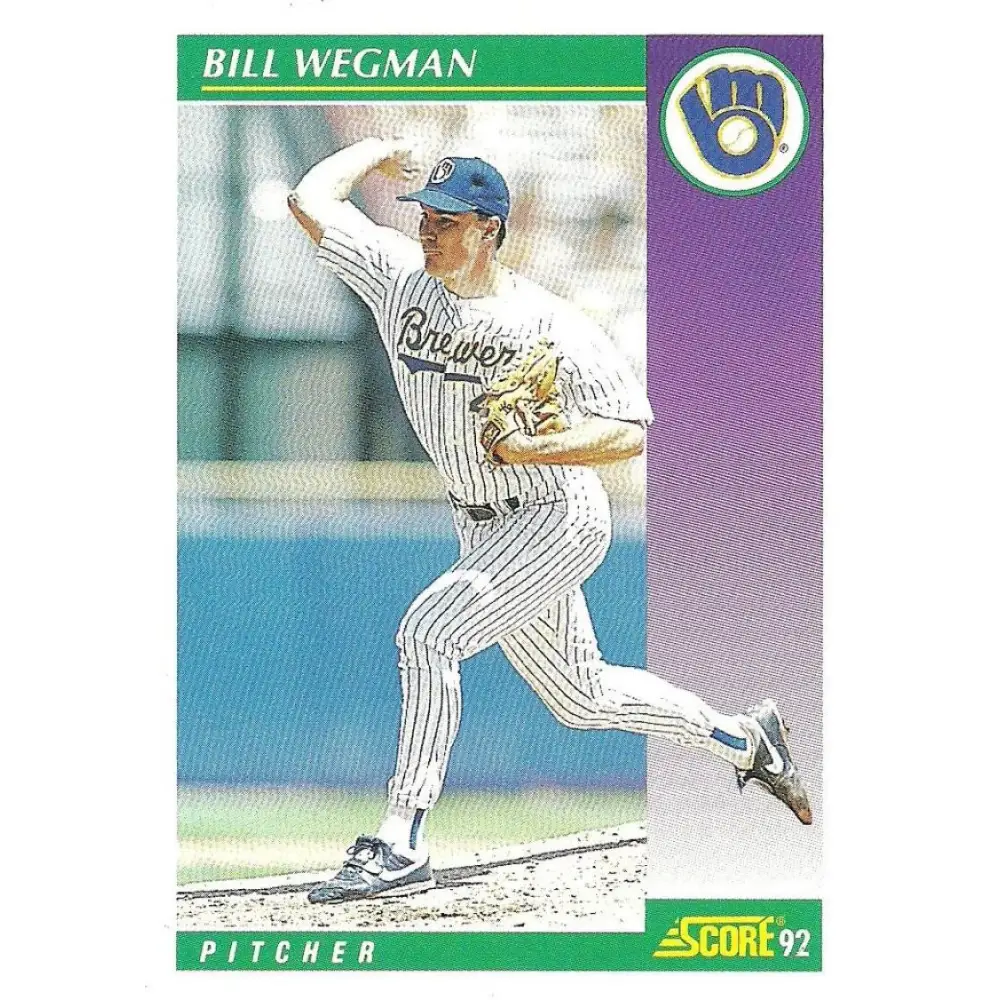 1992 Score #374 Bill Wegman NM-MT Milwaukee Brewers Baseball Card Image 1