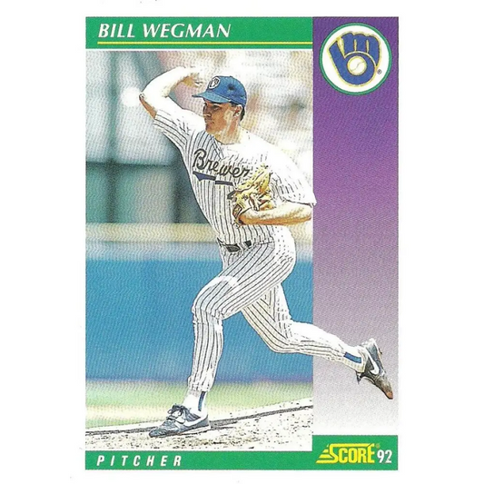 1992 Score #374 Bill Wegman NM-MT Milwaukee Brewers Baseball Card Image 1