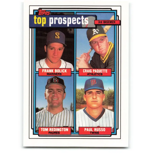 1992 Topps #473 Frank Bolick/Craig Paquette/Tom Redington/Paul Russo EX Excellent Seattle Mariners/Oakland Athletics/San Diego Padres/Minnesota Twins  Image 1