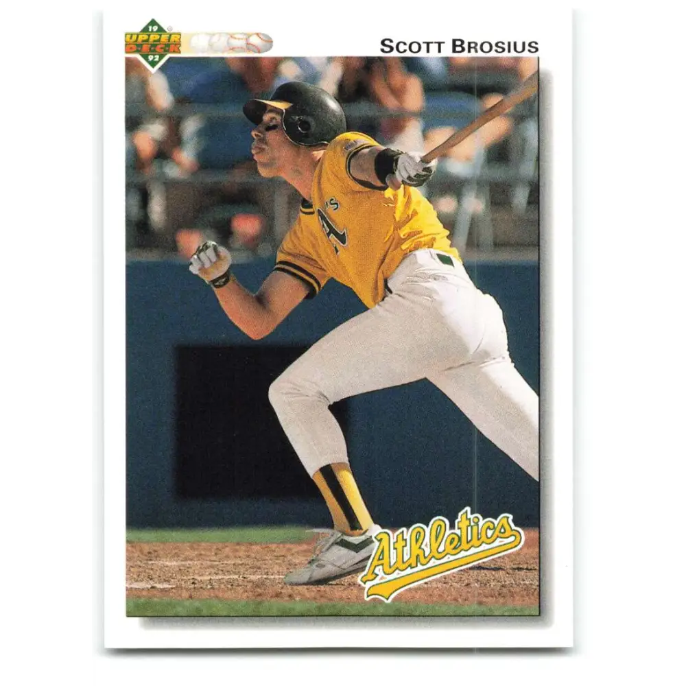 1992 Upper Deck #312 Scott Brosius NM-MT RC Rookie Oakland Athletics Baseball Card Image 1