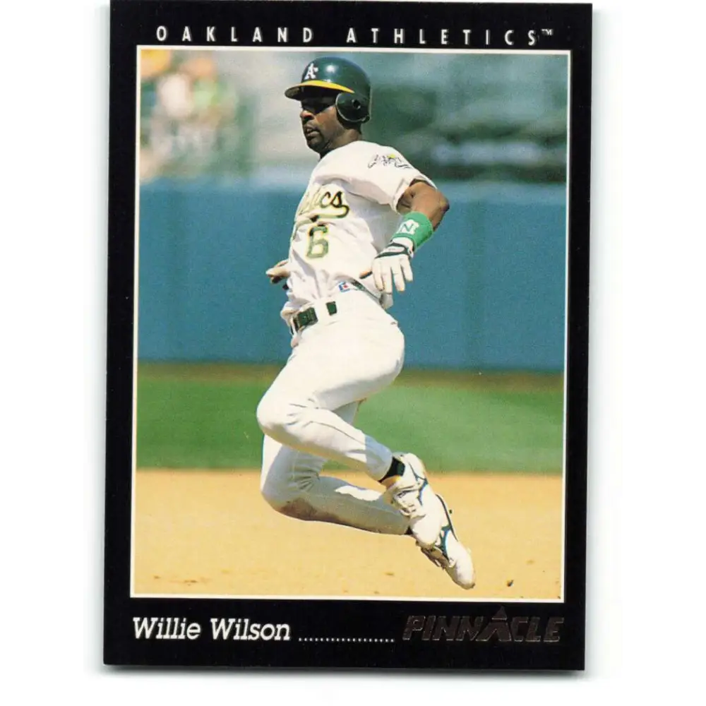 1993 Pinnacle #141 Willie Wilson NM-MT Oakland Athletics Baseball Card Image 1