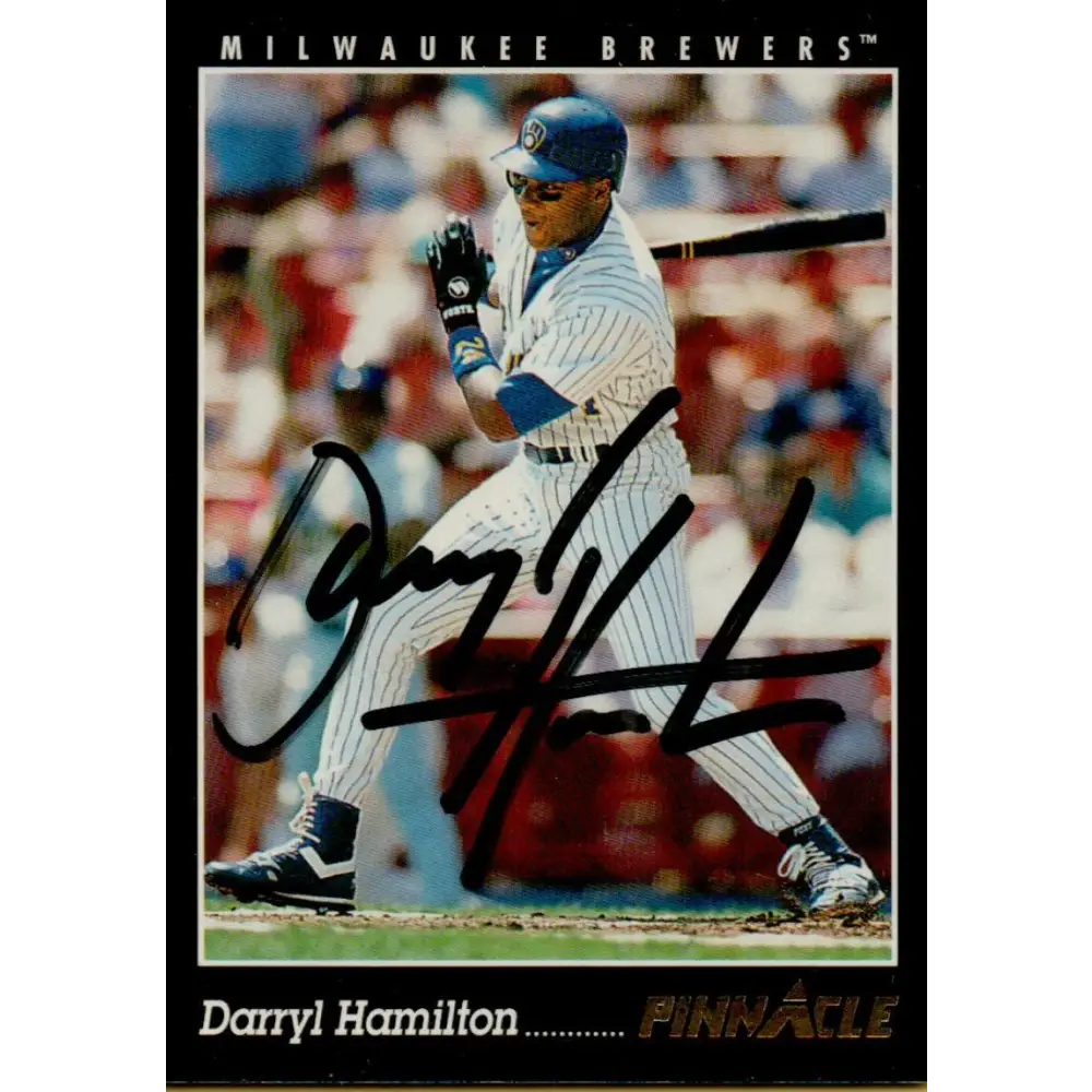 1993 Pinnacle #144 Darryl Hamilton NM-MT Milwaukee Brewers Baseball Card Image 1