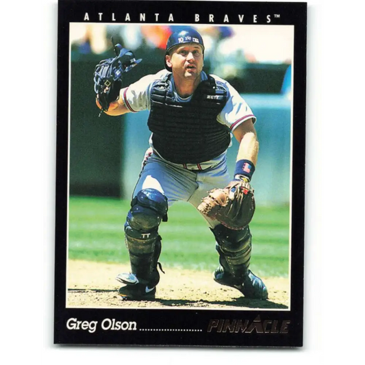 1993 Pinnacle #173 Greg Olson NM-MT Atlanta Braves Baseball Card Image 1