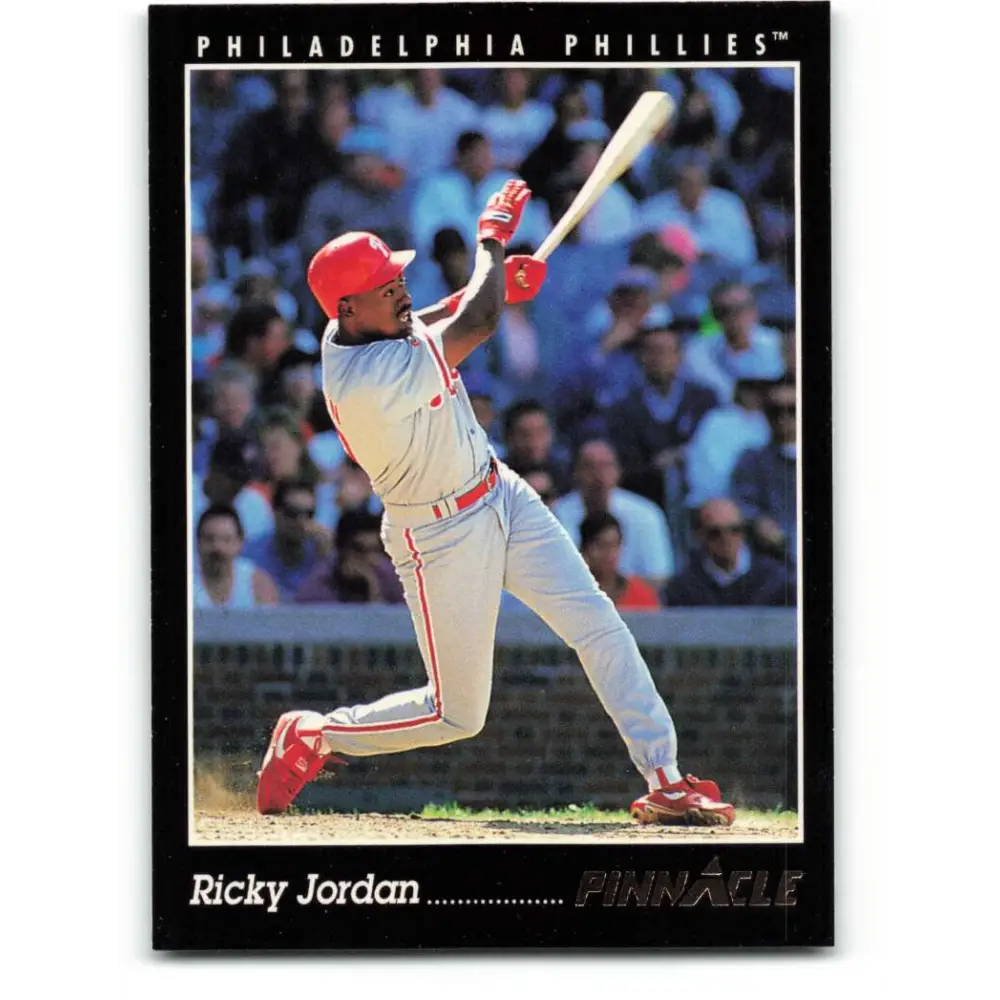 1993 Pinnacle #187 Ricky Jordan NM-MT Philadelphia Phillies Baseball Card Image 1