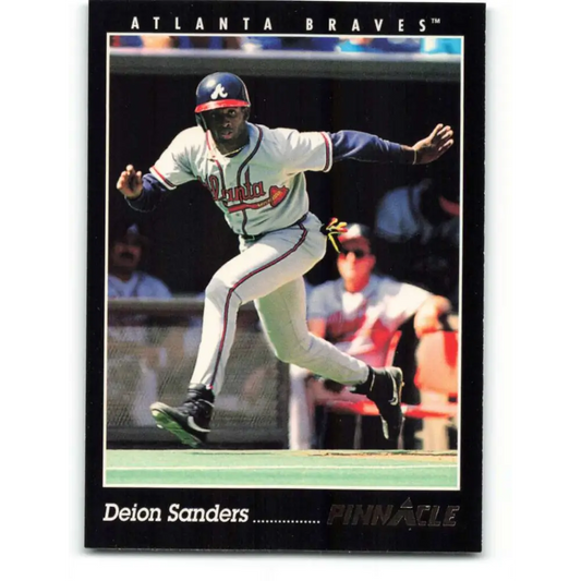 1993 Pinnacle #4 Deion Sanders NM-MT Atlanta Braves Baseball Card Image 1