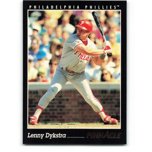 1993 Pinnacle #45 Lenny Dykstra NM-MT Philadelphia Phillies Baseball Card Image 1