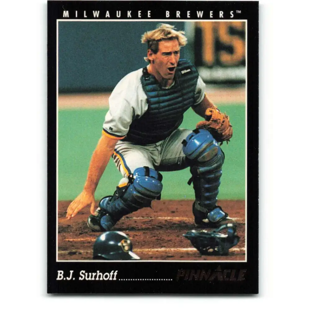 1993 Pinnacle #87 B.J. Surhoff NM-MT Milwaukee Brewers Baseball Card Image 1