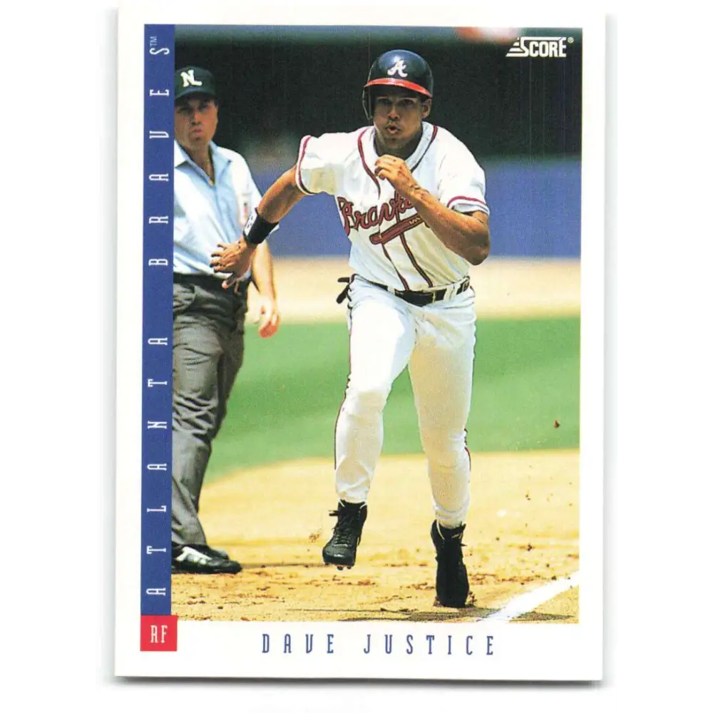 1993 Score #107 David Justice NM-MT Atlanta Braves Baseball Card Image 1