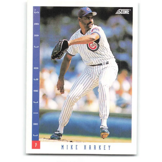 1993 Score #111 Mike Harkey NM-MT Chicago Cubs Baseball Card Image 1