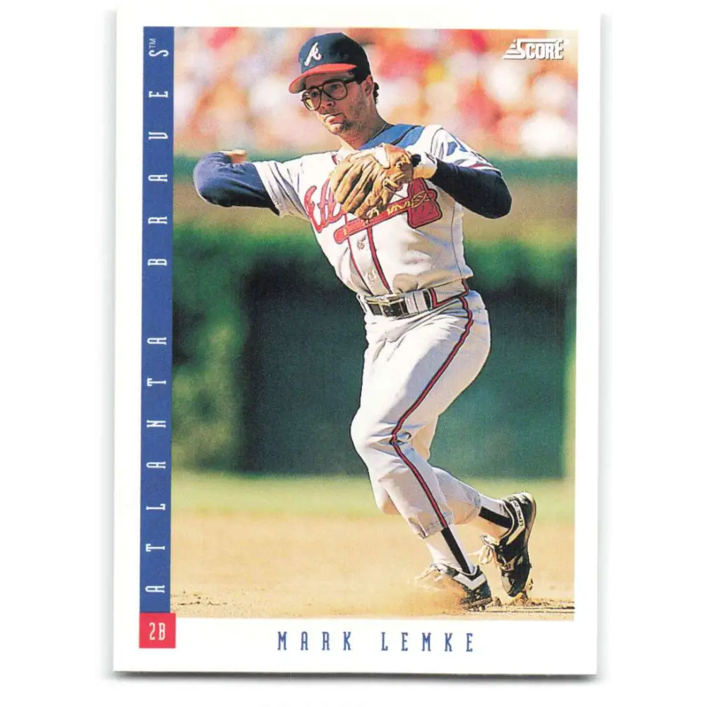 1993 Score #147 Mark Lemke NM-MT Atlanta Braves Baseball Card Image 1