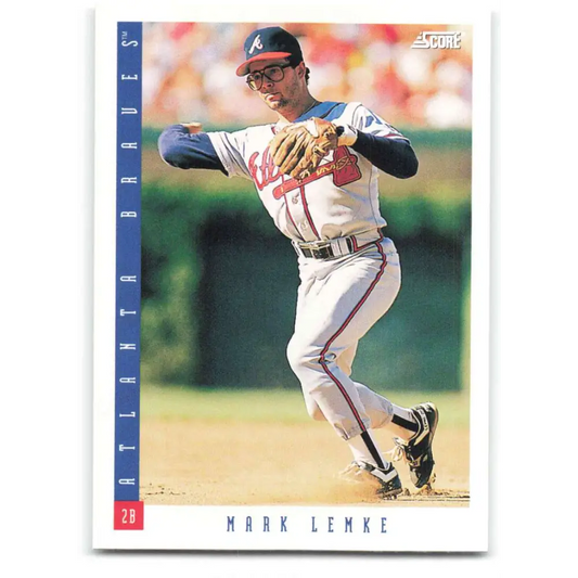 1993 Score #147 Mark Lemke NM-MT Atlanta Braves Baseball Card Image 1