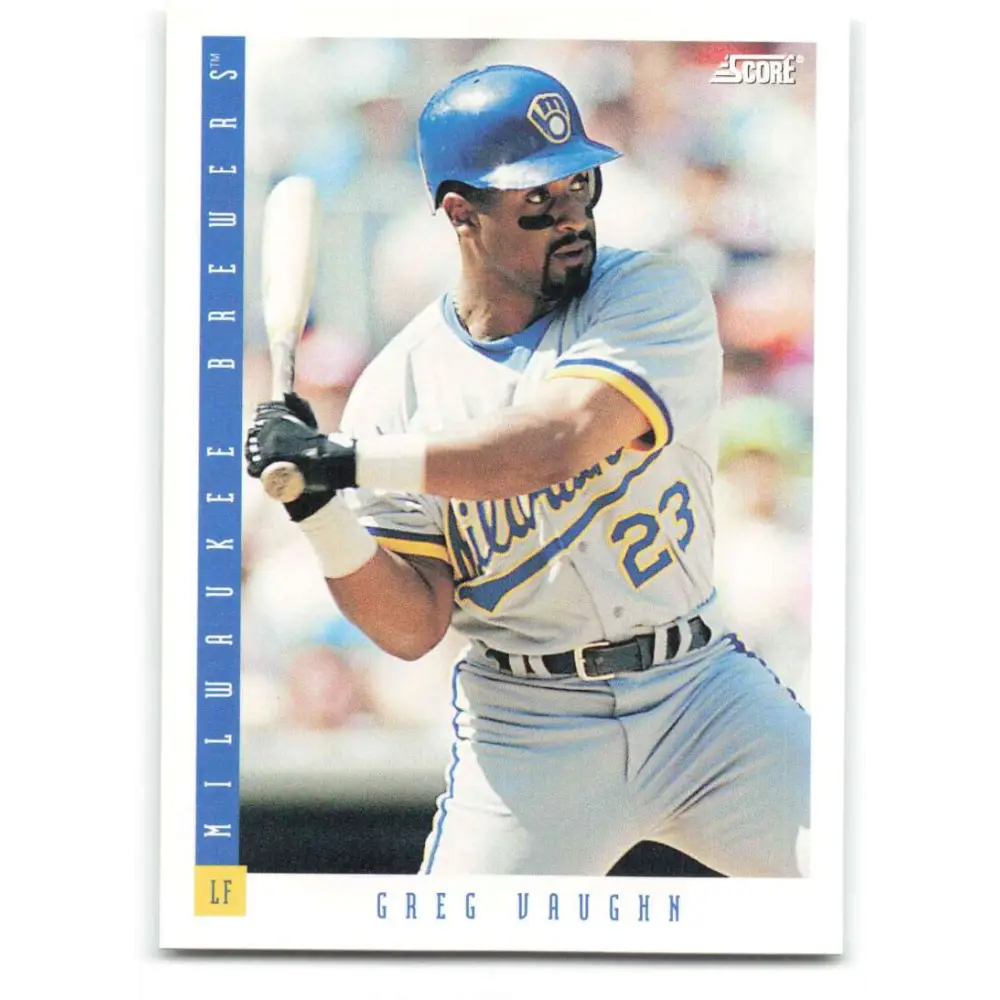 1993 Score #160 Greg Vaughn NM-MT Milwaukee Brewers Baseball Card Image 1