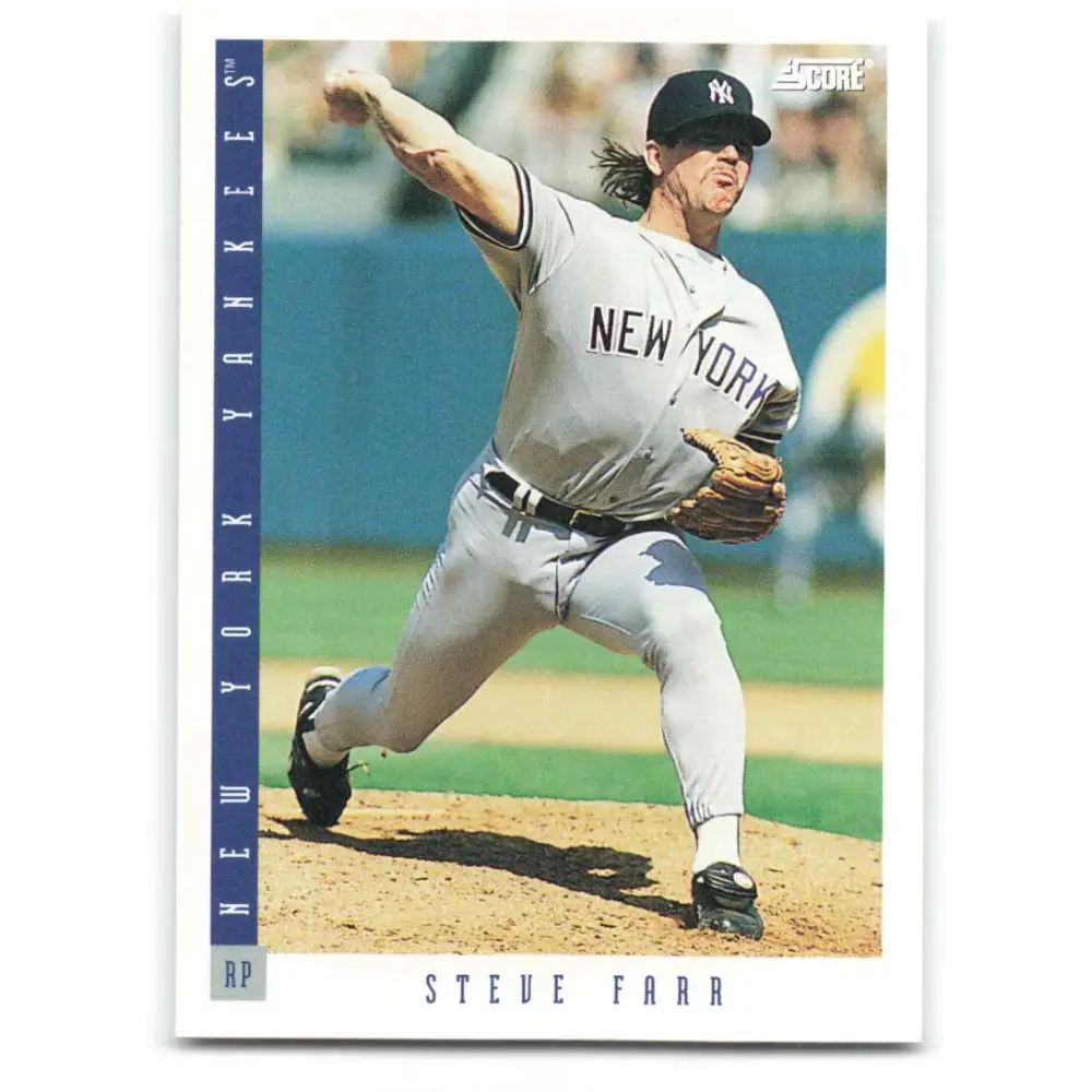 1993 Score #162 Steve Farr NM-MT New York Yankees Baseball Card Image 1