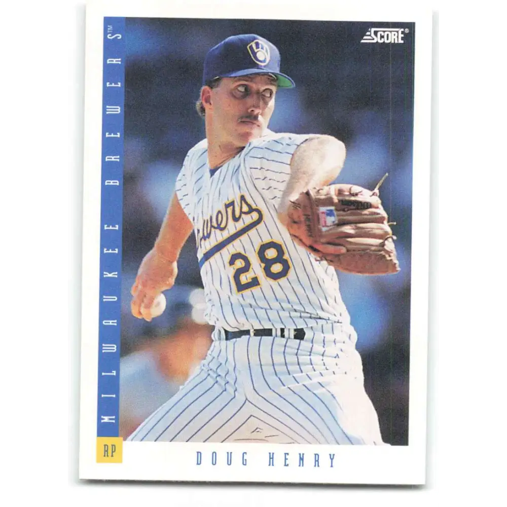 1993 Score #177 Doug Henry NM-MT Milwaukee Brewers Baseball Card Image 1