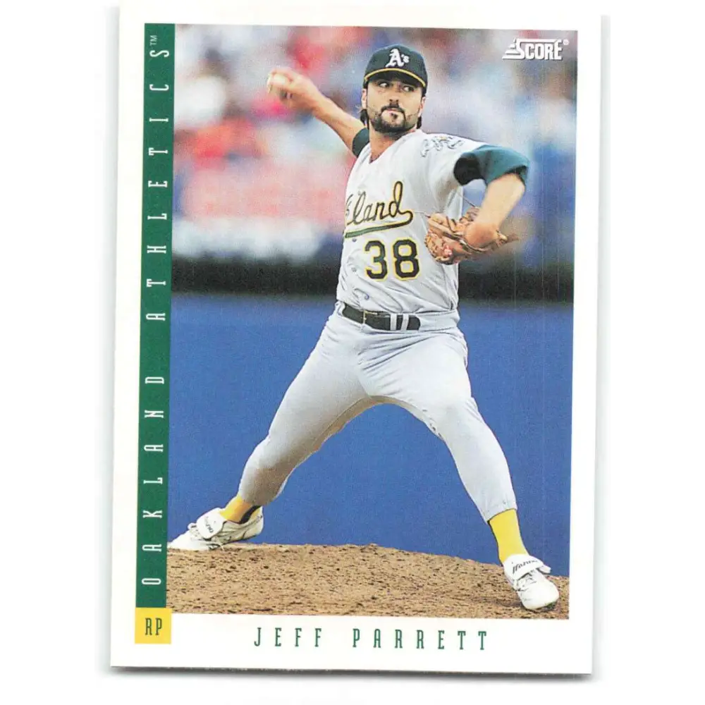 1993 Score #180 Jeff Parrett NM-MT Oakland Athletics Baseball Card Image 1