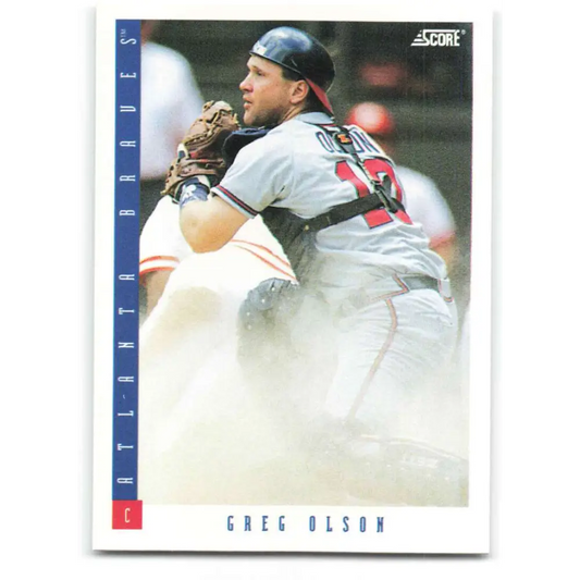 1993 Score #209 Greg Olson NM-MT Atlanta Braves Baseball Card Image 1