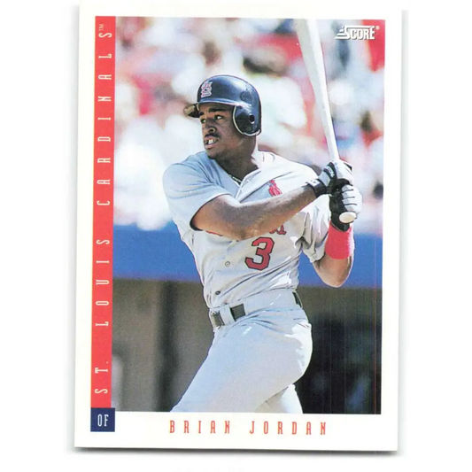 1993 Score #217 Brian Jordan NM-MT St. Louis Cardinals Baseball Card Image 1