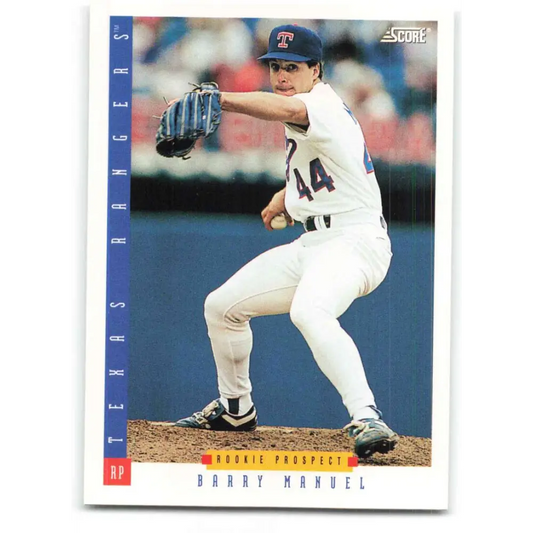 1993 Score #225 Barry Manuel NM-MT Texas Rangers Baseball Card Image 1