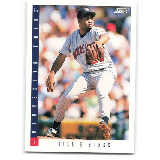 1993 Score #235 Willie Banks NM-MT Minnesota Twins Baseball Card Image 1