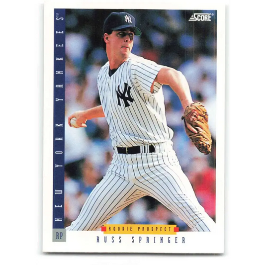 1993 Score #238 Russ Springer NM-MT New York Yankees Baseball Card Image 1
