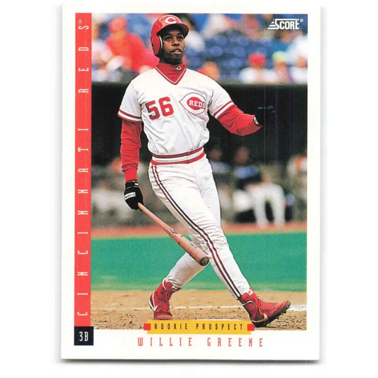 1993 Score #250 Willie Greene NM-MT Cincinnati Reds Baseball Card Image 1