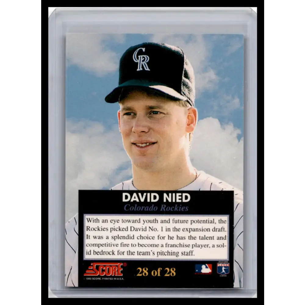 1993 Score #28 David Nied NM-MT Colorado Rockies Baseball Card Image 2