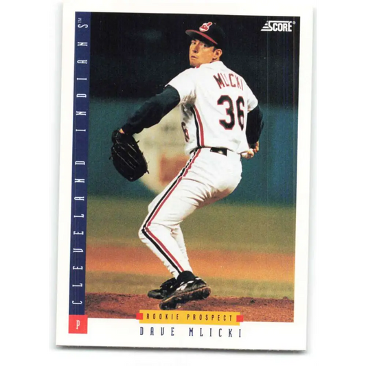 1993 Score #285 Dave Mlicki NM-MT Cleveland Indians Baseball Card Image 1