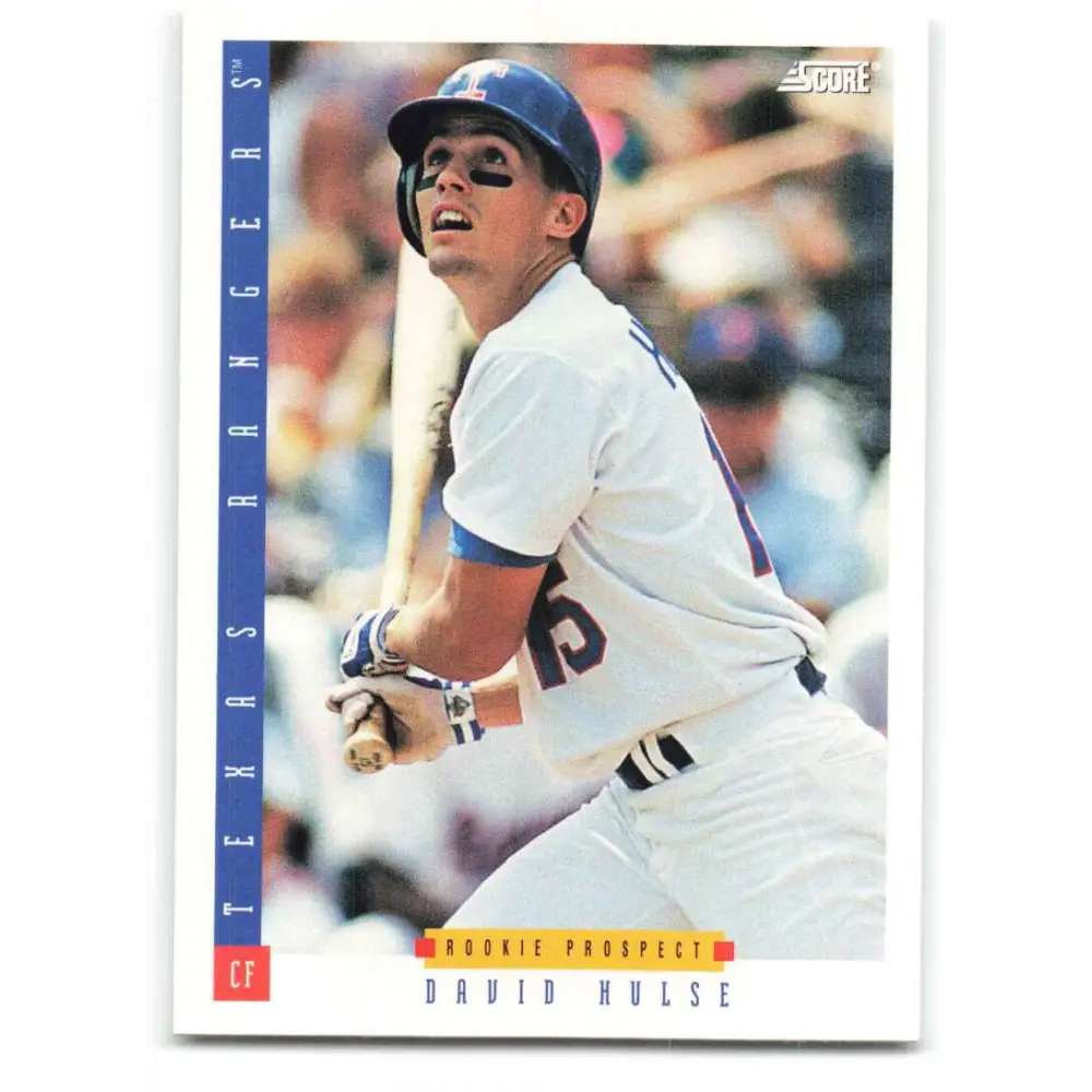 1993 Score #293 David Hulse NM-MT RC Rookie Texas Rangers Baseball Card Image 1