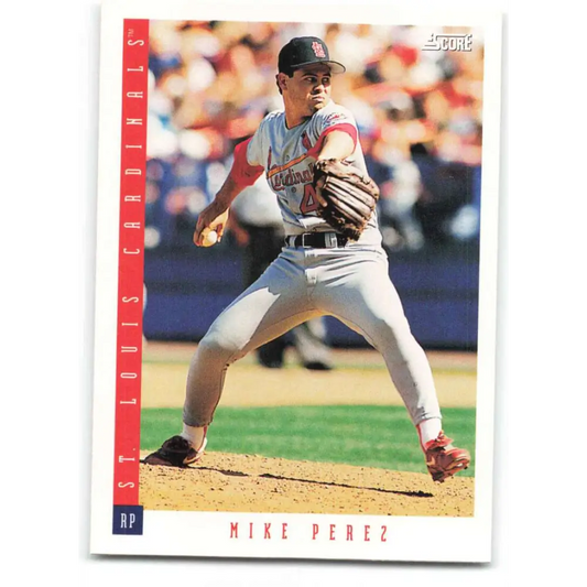 1993 Score #345 Mike Perez NM-MT St. Louis Cardinals Baseball Card Image 1