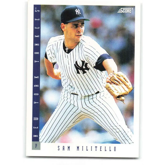1993 Score #351 Sam Militello NM-MT New York Yankees Baseball Card Image 1