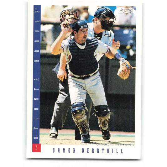 1993 Score #373 Damon Berryhill NM-MT Atlanta Braves Baseball Card Image 1