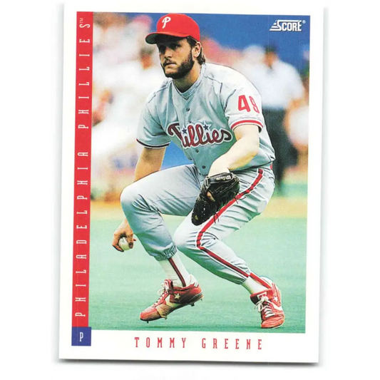 1993 Score #464 Tommy Greene NM-MT Philadelphia Phillies Baseball Card Image 1