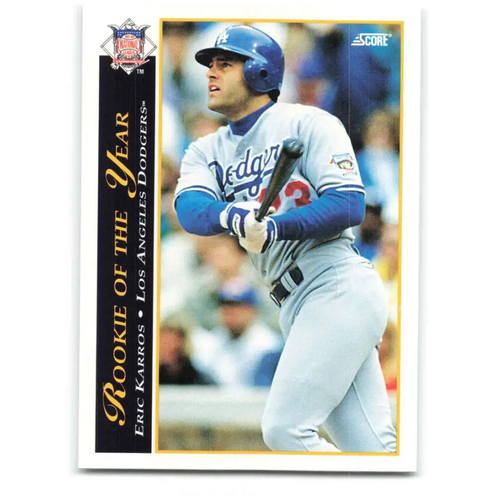 1993 Score #486 Eric Karros AW NM-MT Los Angeles Dodgers Baseball Card Image 1