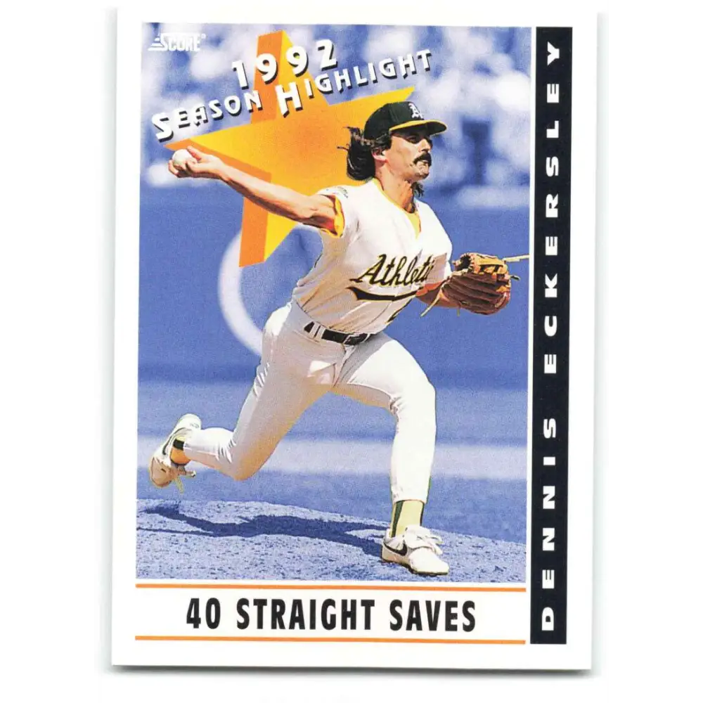 1993 Score #513 Dennis Eckersley HL NM-MT Oakland Athletics Baseball Card Image 1