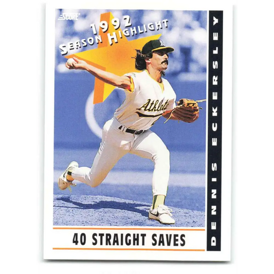 1993 Score #513 Dennis Eckersley HL NM-MT Oakland Athletics Baseball Card Image 1