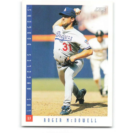 1993 Score #605 Roger McDowell NM-MT Los Angeles Dodgers Baseball Card Image 1