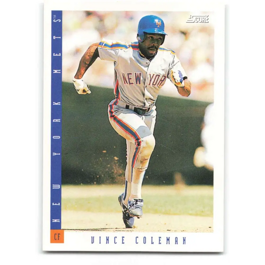 1993 Score #650 Vince Coleman NM-MT New York Mets Baseball Card Image 1