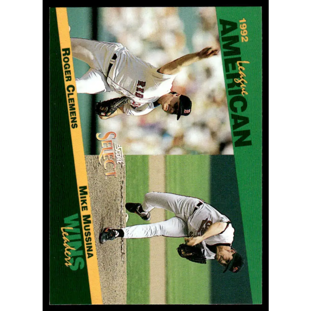 1993 Score #87 Roger Clemens / Mike Mussina EX/NM Boston Red Sox / Baltimore Orioles Baseball Card Image 1