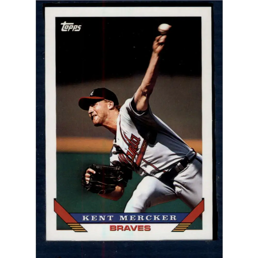 1993 Topps #144 Kent Mercker NM-MT Atlanta Braves Baseball Card  Image 1